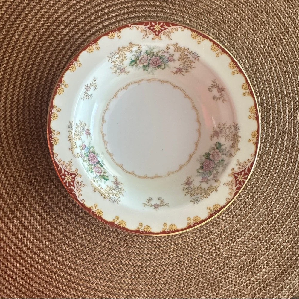 Occupied Japan Vintage Noritake China Cardinal Rose Rim Fruit Sauce Dessert Bowl